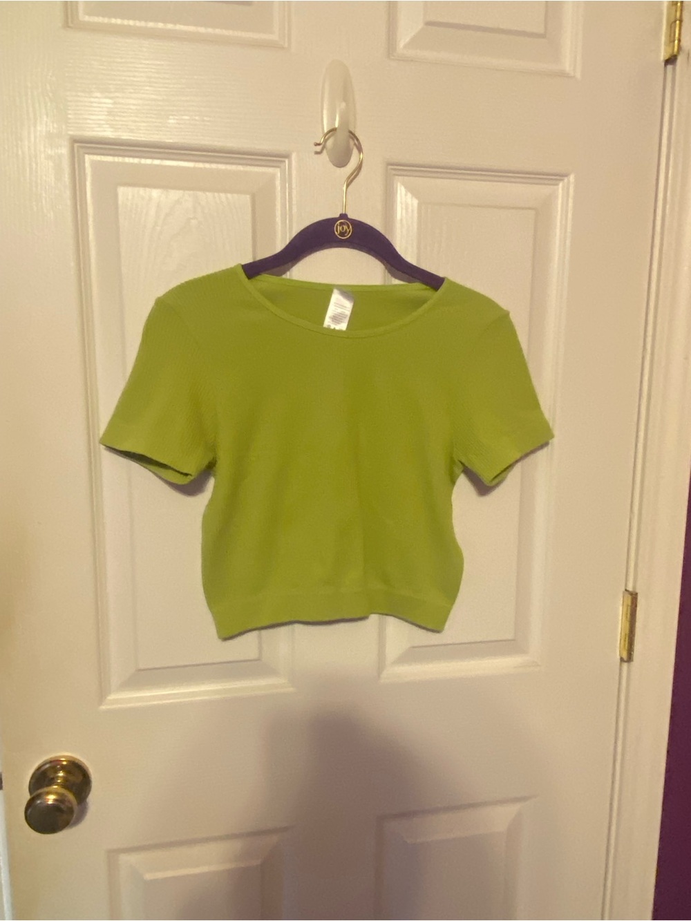 New Mix Lime Green Ribbed Short Sleeve Top